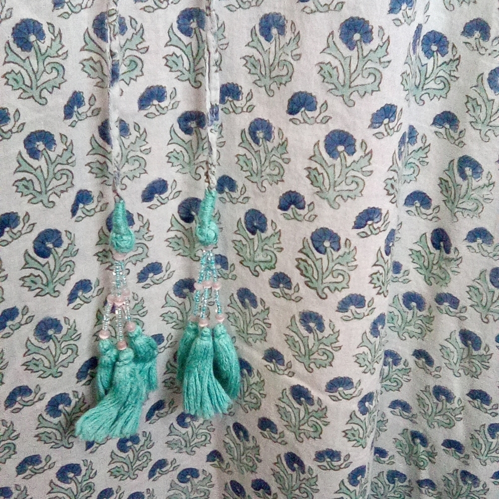 Women's Bellino Blue Floral Maxi Kaftan Dress, One Size - Picture 9 of 16